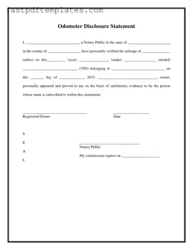 Blank Notarized Odometer Statement Form