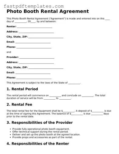 Fillable Photo Booth Rental Agreement Document