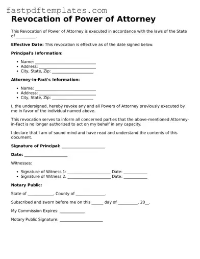 Fillable Revocation of Power of Attorney Document