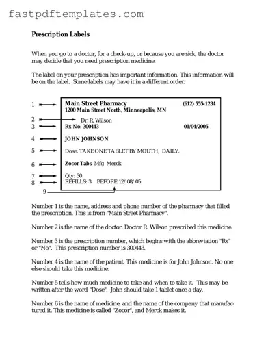 Blank Prescription Label Form