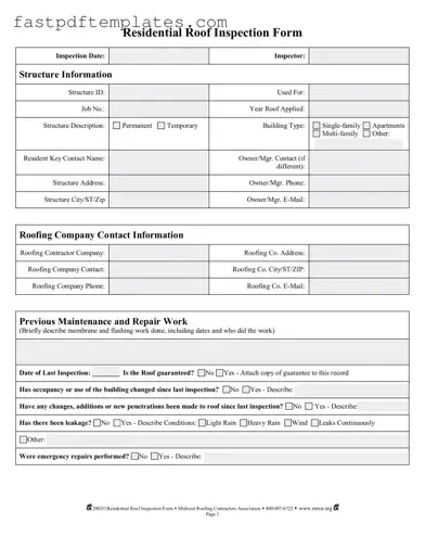 Blank Roof Inspection Form