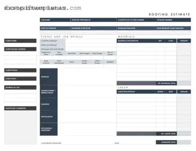 Blank Roofing Estimate Form