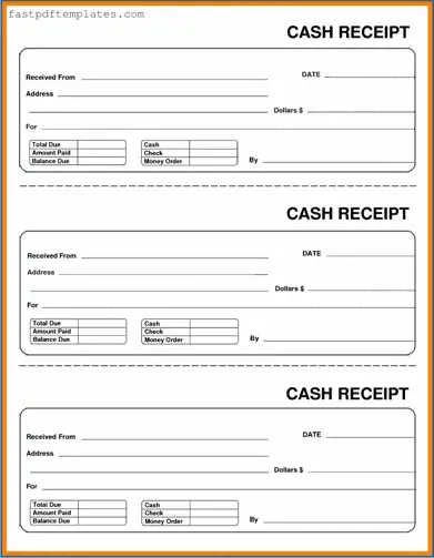 Blank Cash Receipt Form