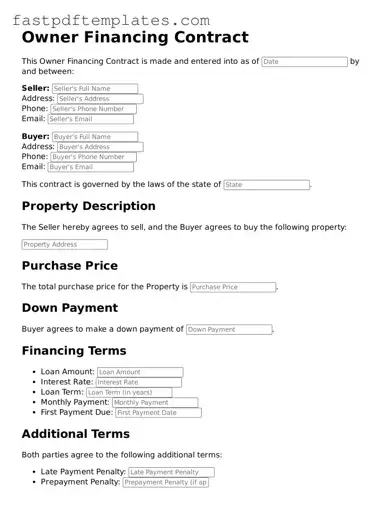 Fillable Owner Financing Contract Document