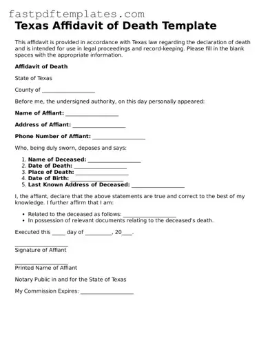 Attorney-Approved Texas Affidavit of Death Document