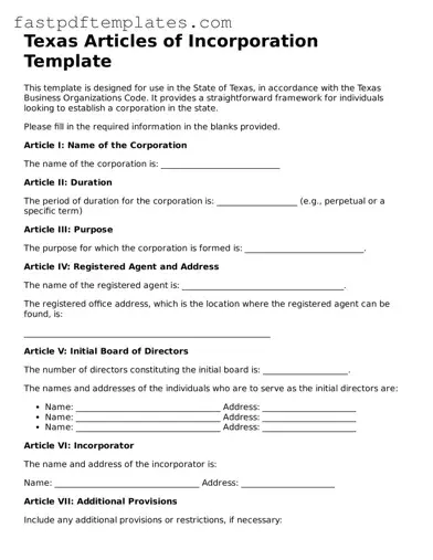 Attorney-Approved Texas Articles of Incorporation Document
