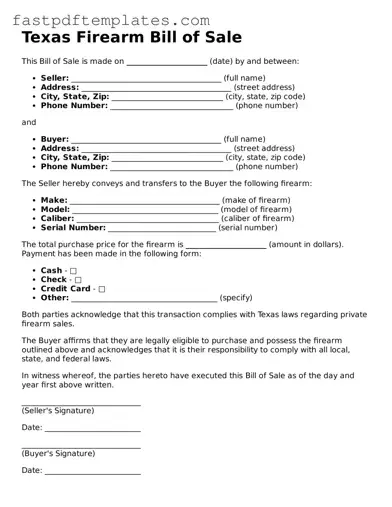 Attorney-Approved Texas Firearm Bill of Sale Document
