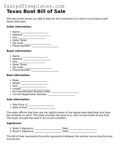Attorney-Approved Texas Boat Bill of Sale Document