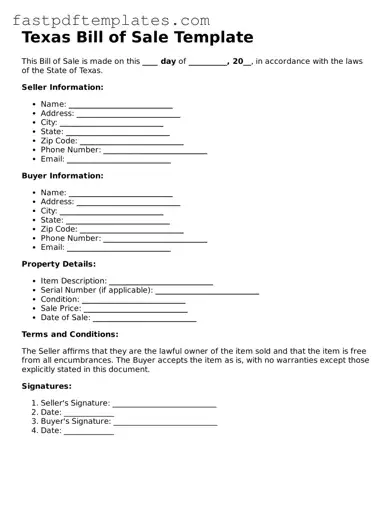 Attorney-Approved Texas Bill of Sale Document