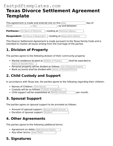 Attorney-Approved Texas Divorce Settlement Agreement Document