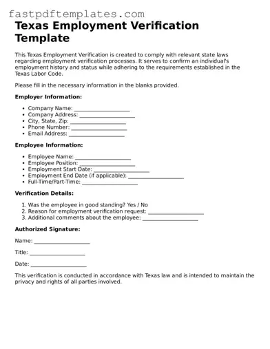Attorney-Approved Texas Employment Verification Document