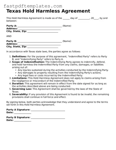 Attorney-Approved Texas Hold Harmless Agreement Document