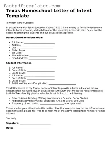 Attorney-Approved Texas Homeschool Letter of Intent Document