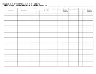 Blank Membership Ledger Form