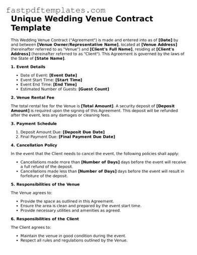 Fillable Wedding Venue Contract Document