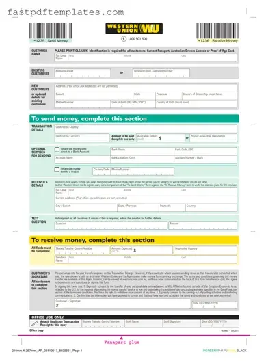 Blank Western Union Form