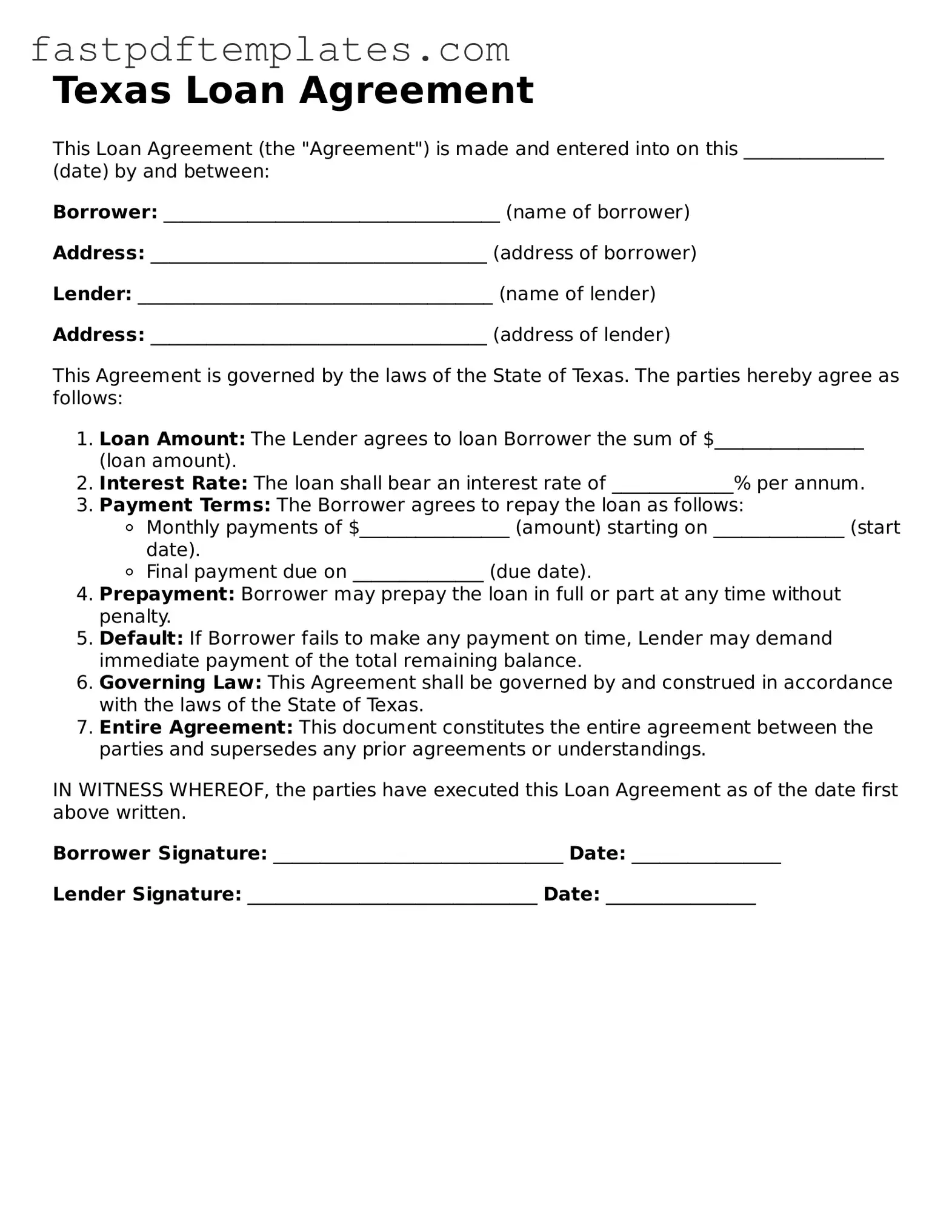 Attorney-Approved Texas Loan Agreement Document