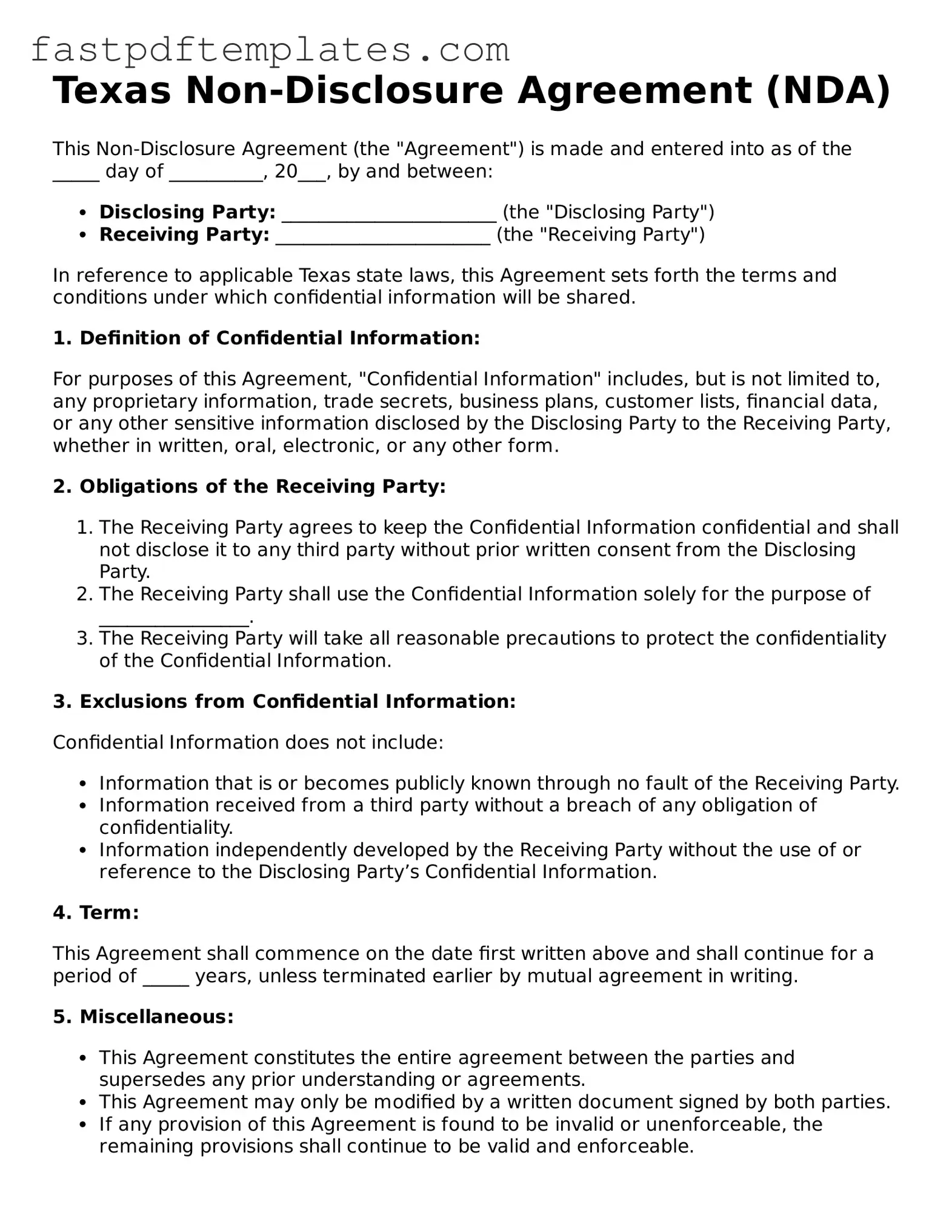 Attorney-Approved Texas Non-disclosure Agreement Document