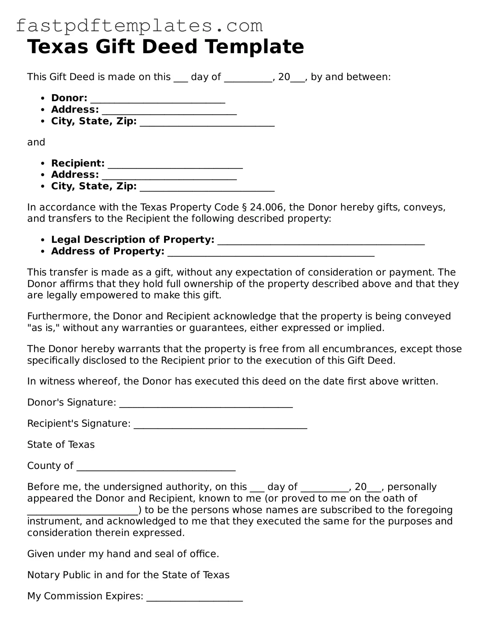 Attorney-Approved Texas Gift Deed Document