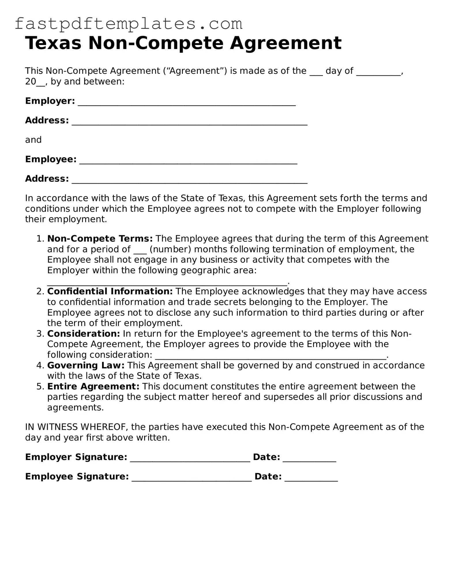 Attorney-Approved Texas Non-compete Agreement Document