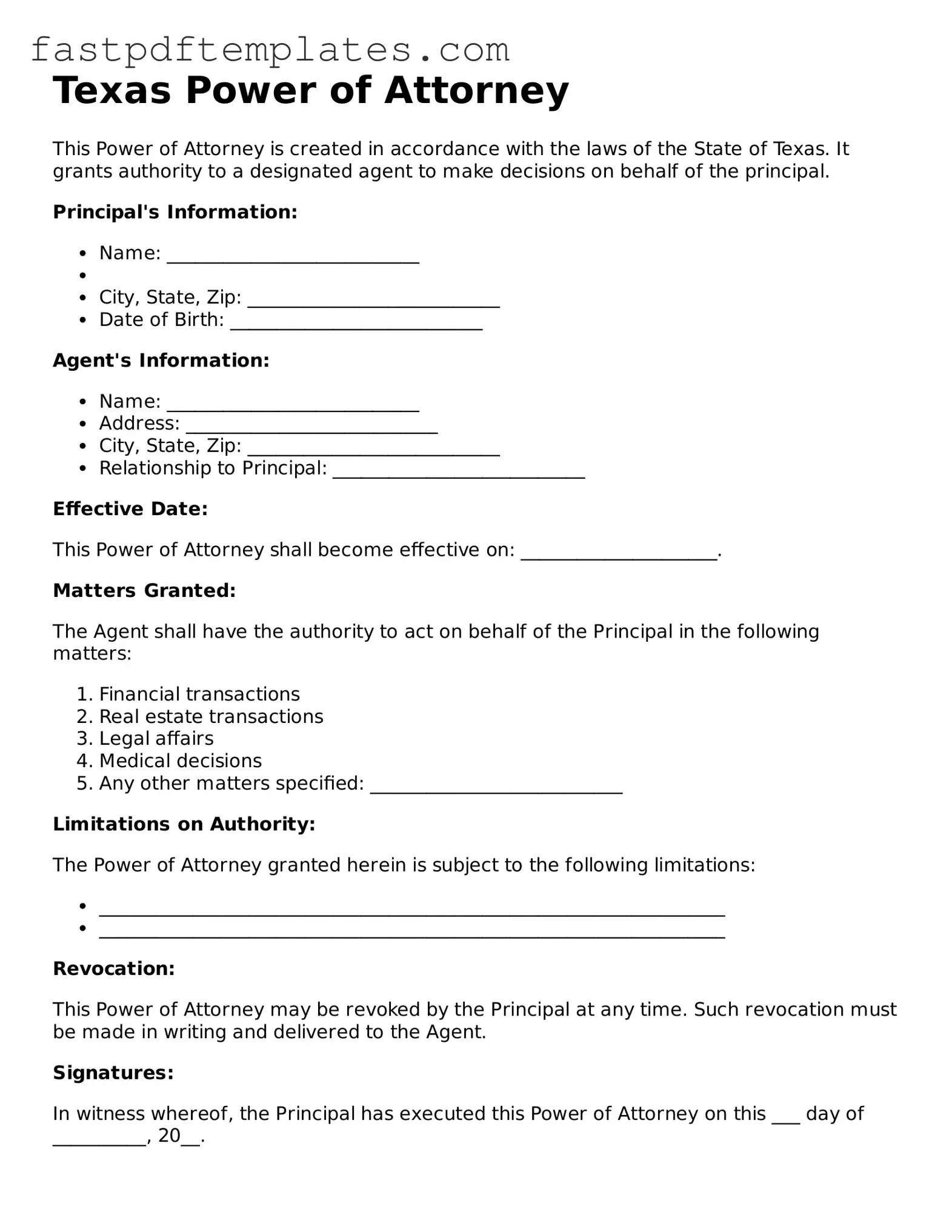 Attorney-Approved Texas Power of Attorney Document