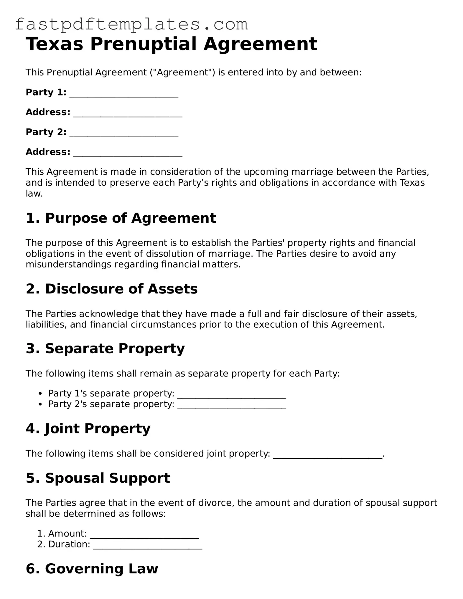 Attorney-Approved Texas Prenuptial Agreement Document