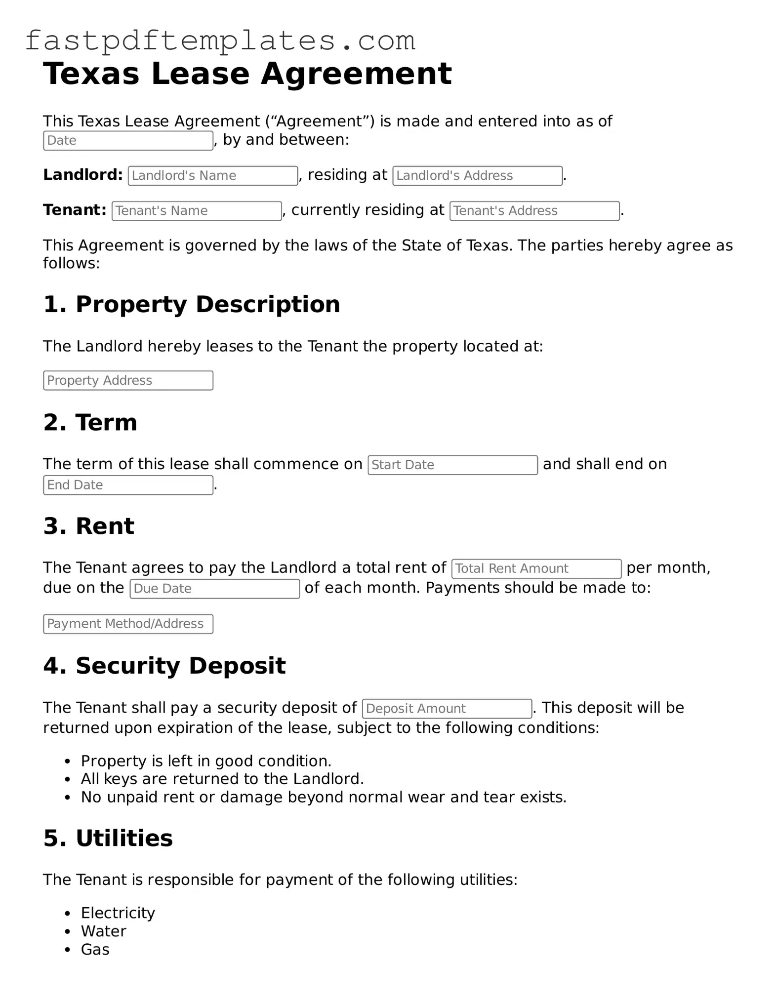 Attorney-Approved Texas Lease Agreement Document