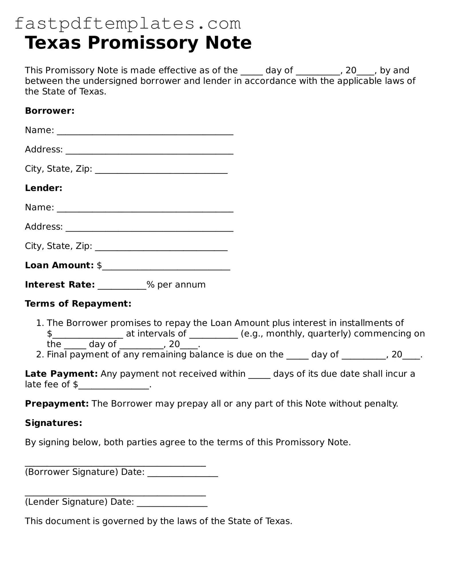 Attorney-Approved Texas Promissory Note Document