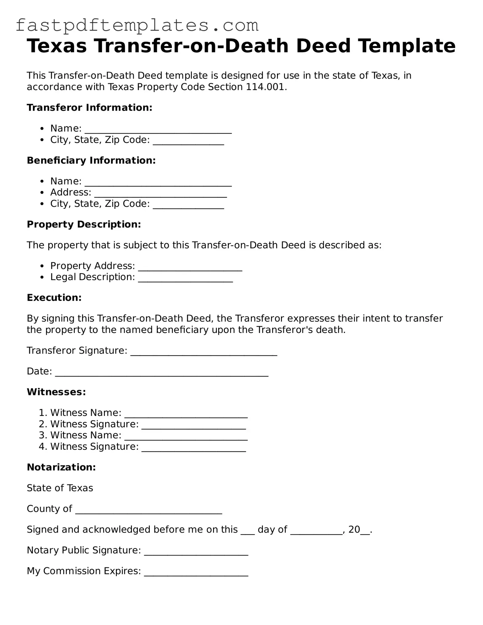 Attorney-Approved Texas Transfer-on-Death Deed Document