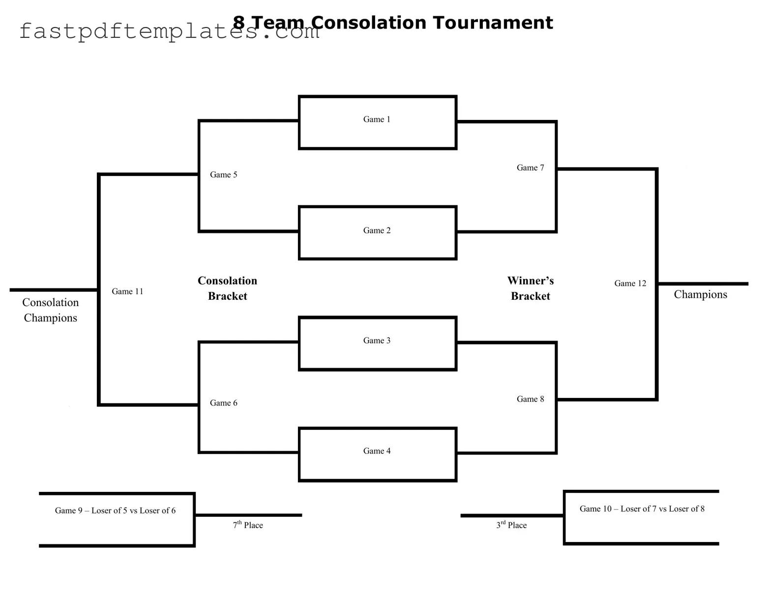 Blank Tournament Consolation Bracket Form