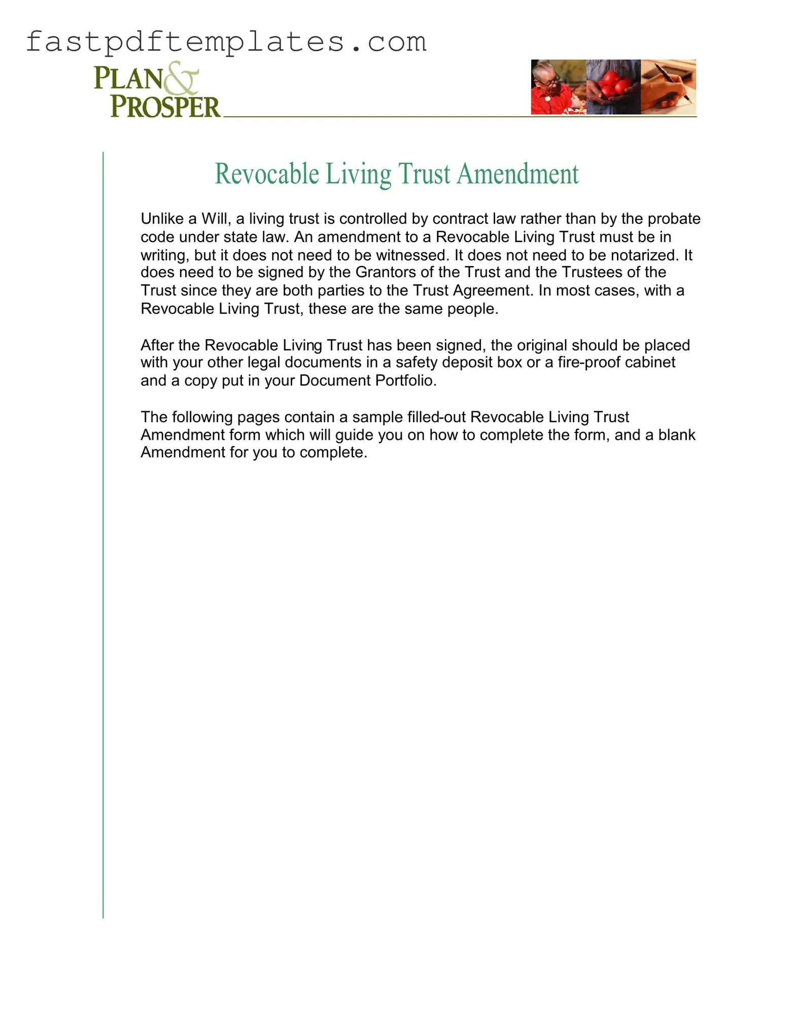 Blank Trust Amendment Form